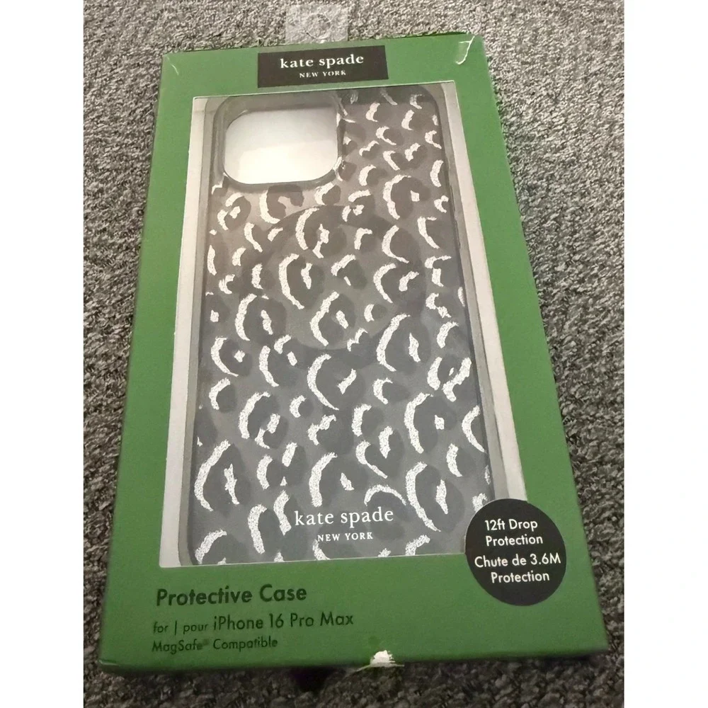 Kate Spade iPhone 16 Pro Max Case MagSafe Glitter Leopard Print Protective Cover